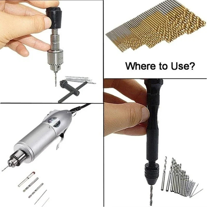 50-Piece Titanium Coated HSS Drill Bit Set – Wood & Metal HSS Drill Bit Set Qme