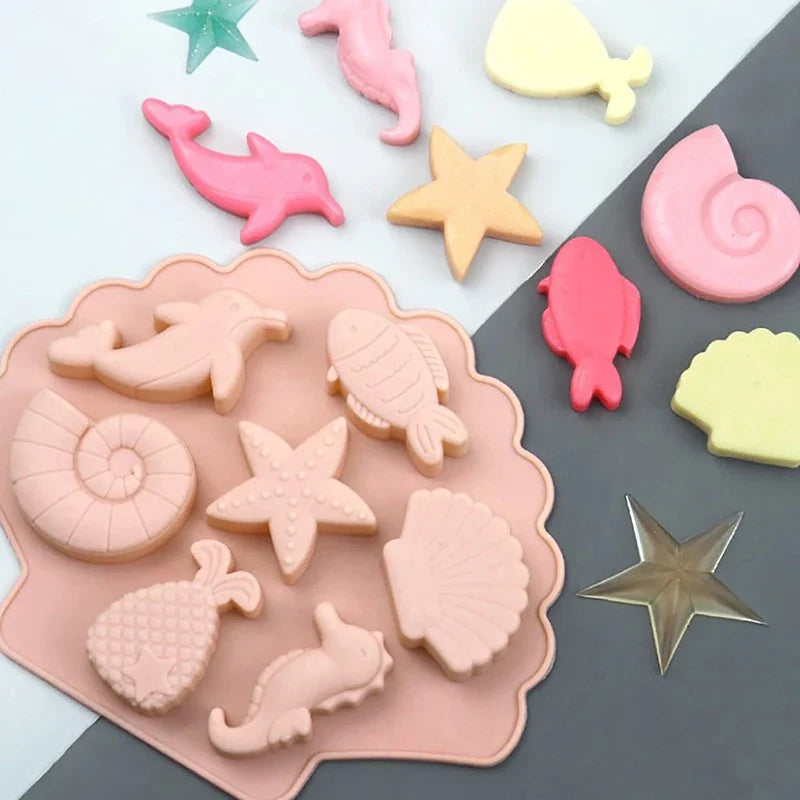 Ocean Silicone Mold – Dolphin & Mermaid Chocolate & Candy Mold Silicone Baking Mold Qme