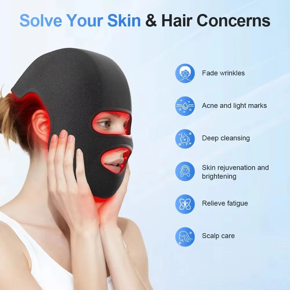 LLLT LED Hat & Face Mask 4-Color 660nm 850nm Hair & Skin Care LED Light Therapy Hat Qst