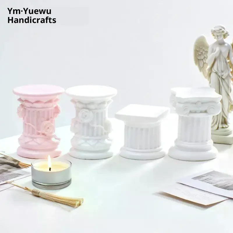 Greek Roman Column Pedestal Candlestick Stand Figurine Decorative Figurine Qme