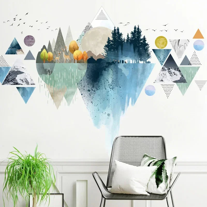 Nordic Mountain Triangle Wall Stickers | Dreamy Home Decor Wall Decal Sticker Qme