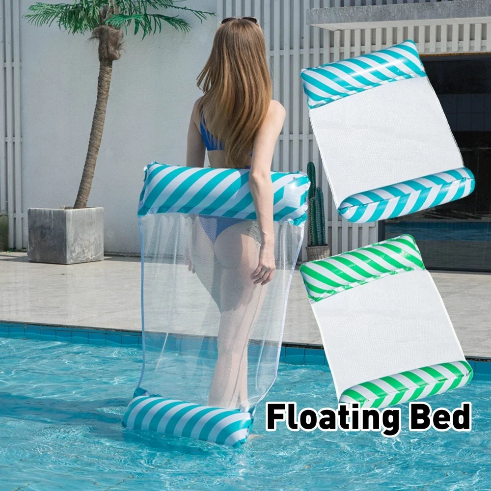 Foldable Striped Inflatable Pool Lounge Chair | Beach Float Inflatable Pool Lounger Qme