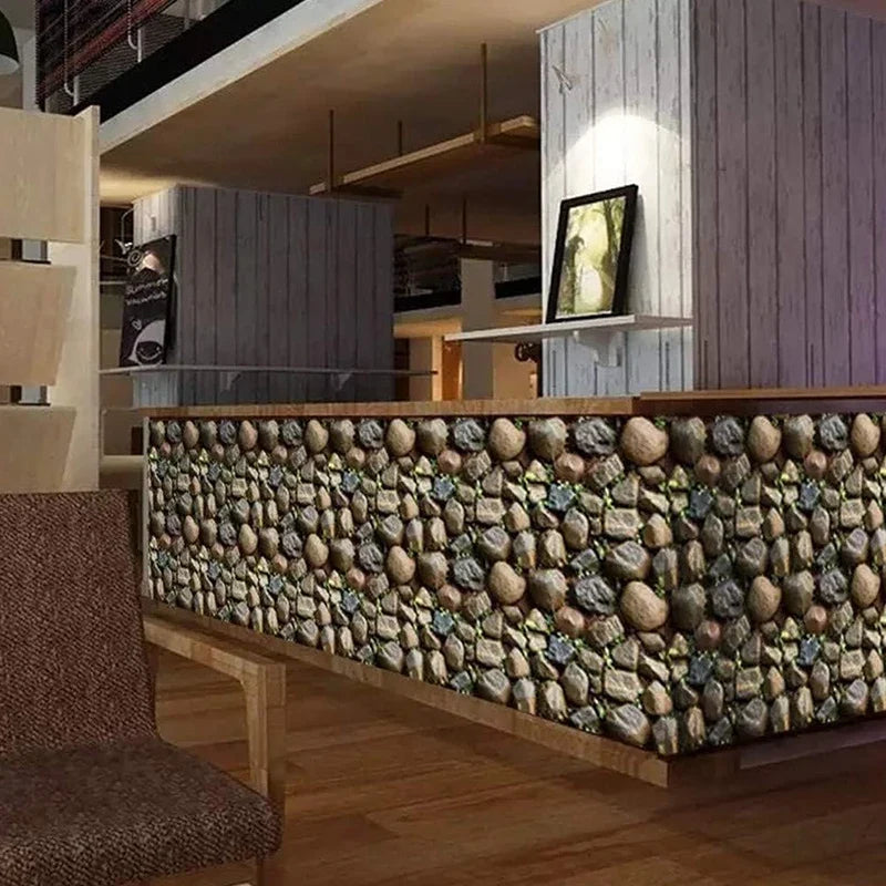 Peel & Stick Stone Brick Wallpaper | Brown Self-Adhesive Peel & Stick Wallpaper Qme