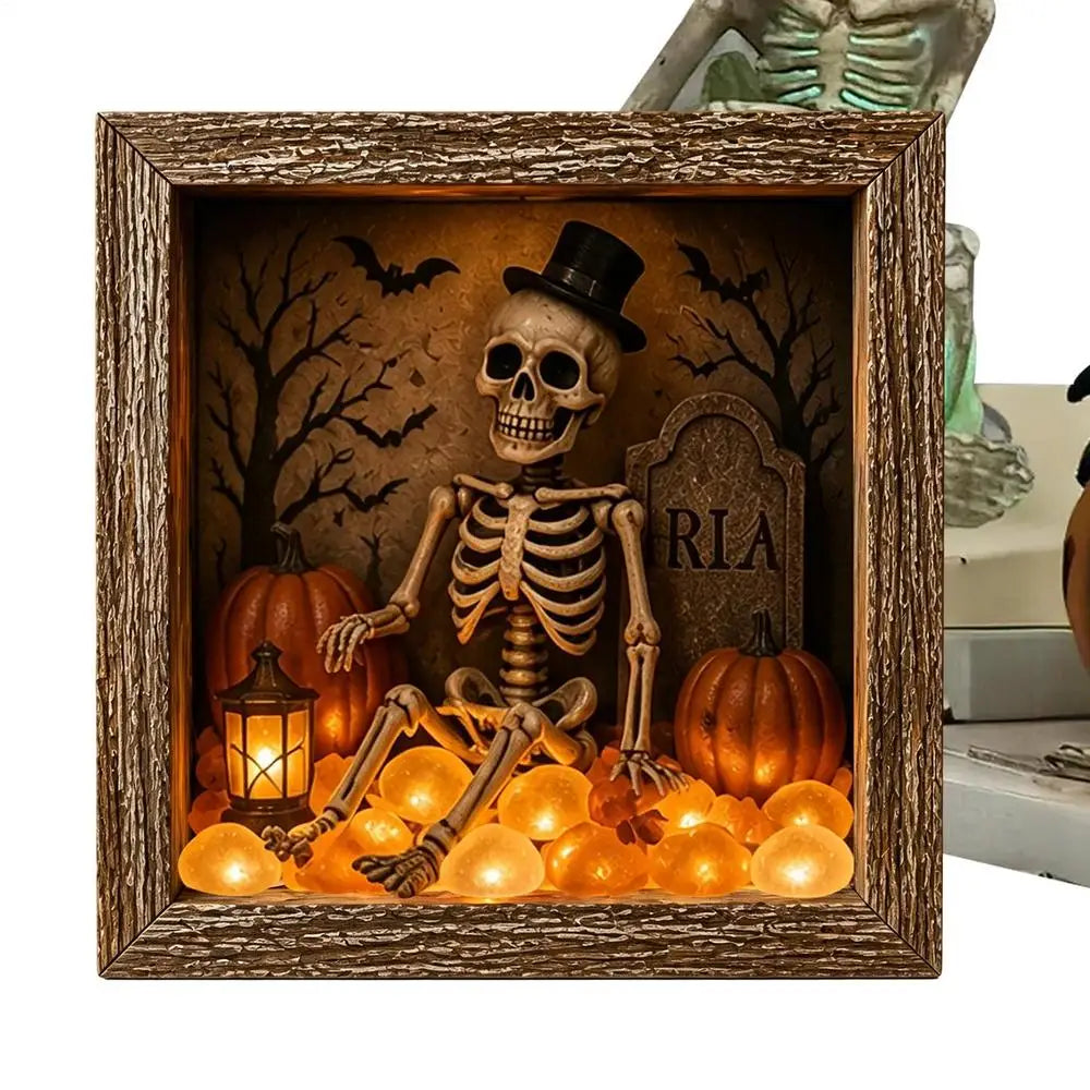 Sea Glass LED Memory Box Framed Artwork – Halloween Décor LED Framed Artwork Qme as showing A China Mainland