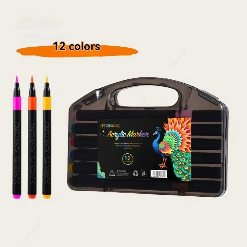 Acrylic Marker Pen Set 12–80 Colors | Waterproof Quick Dry Acrylic Marker Set Qme 12 colors