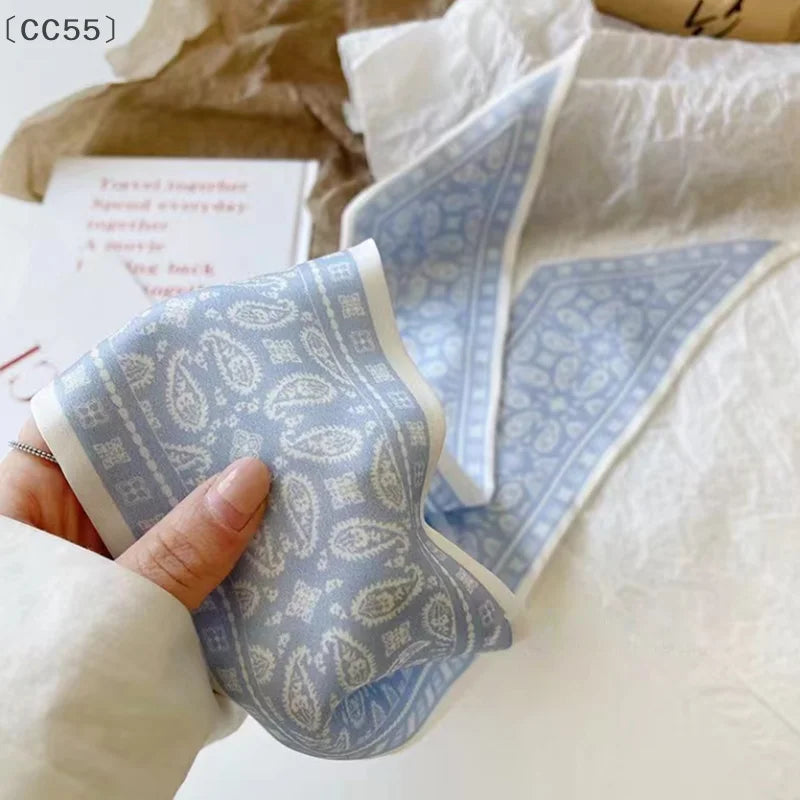 Cashew Flower Silk Scarf – Vintage Double-Sided Headband Scarf Headband Qst