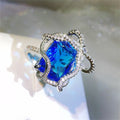 Pink Sapphire Zircon Open Ring | Classic Women's Jewelry Fashion Ring Qme Imitation Rhodium Plated Blue