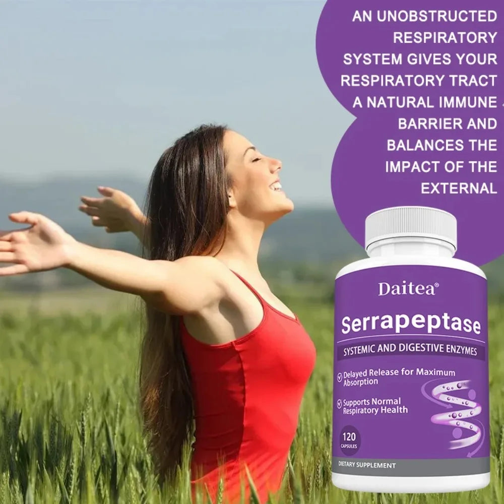 Serrapeptase 45,000 SPU Enzyme Supplement – Sinus & Gut Health Enzyme Supplement Qst
