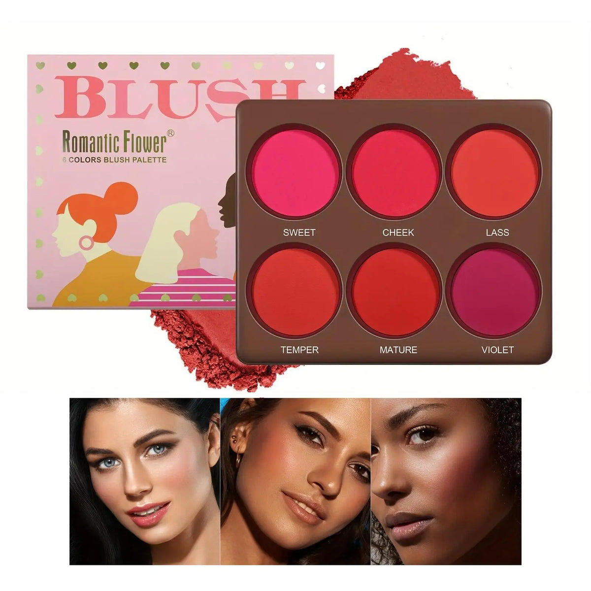 6-Color Waterproof Matte Blush Palette | Buildable Coverage Matte Blush Palette Qme Default Title