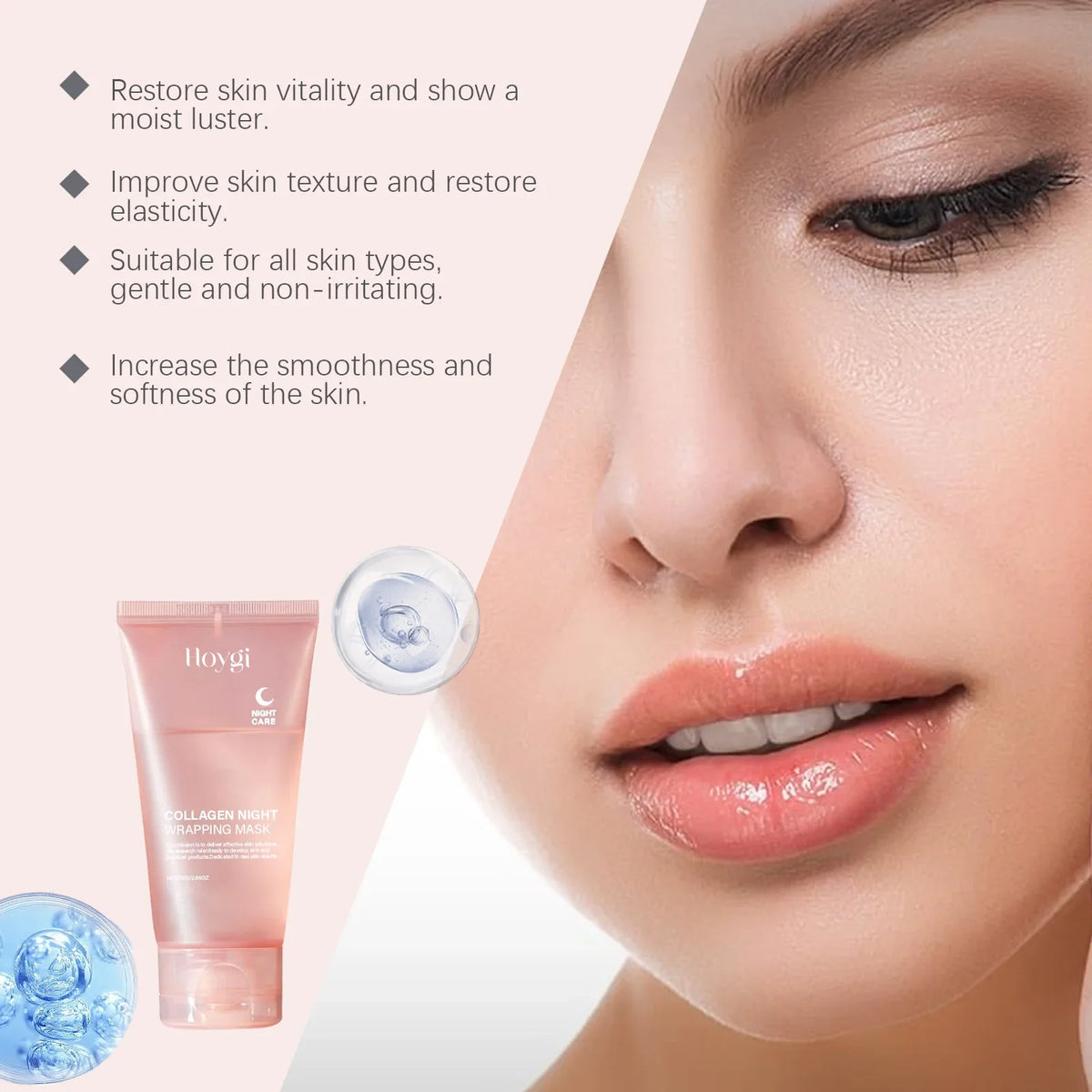 Collagen Night Peel-Off Gel Face Mask – Moisturizing & Firming Peel-Off Face Mask Qme