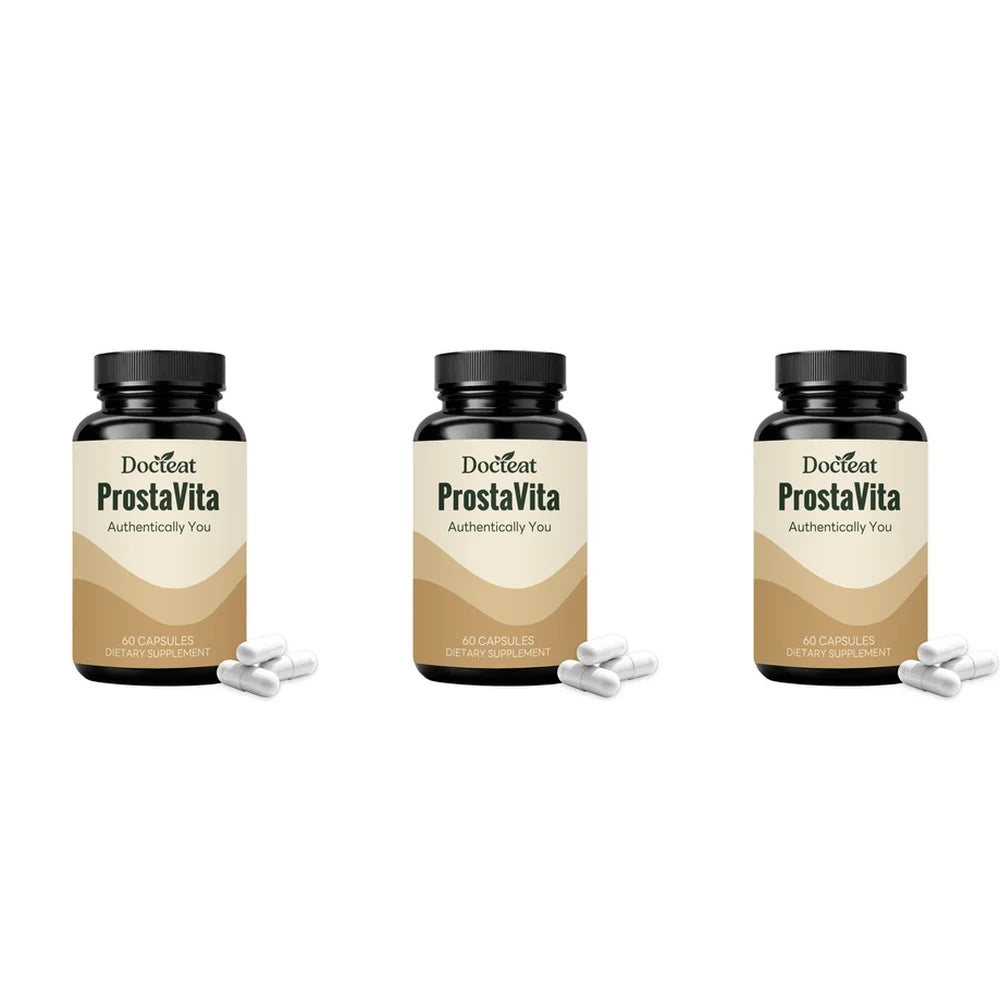 Docteat ProstaVita Men's Prostate Support Capsules 60ct Men's Health Supplement Qst 3 Bottles 180 Pieces