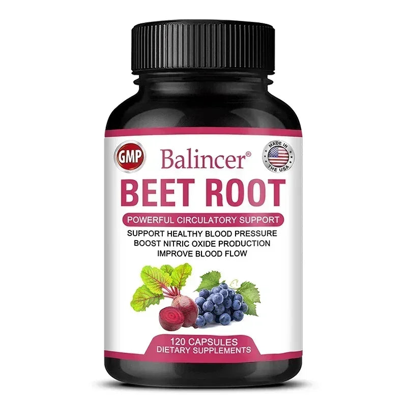 Organic Beetroot Capsules with Black Pepper | 30/60/120 Count Herbal Supplement Qst 120 count-1 bottle