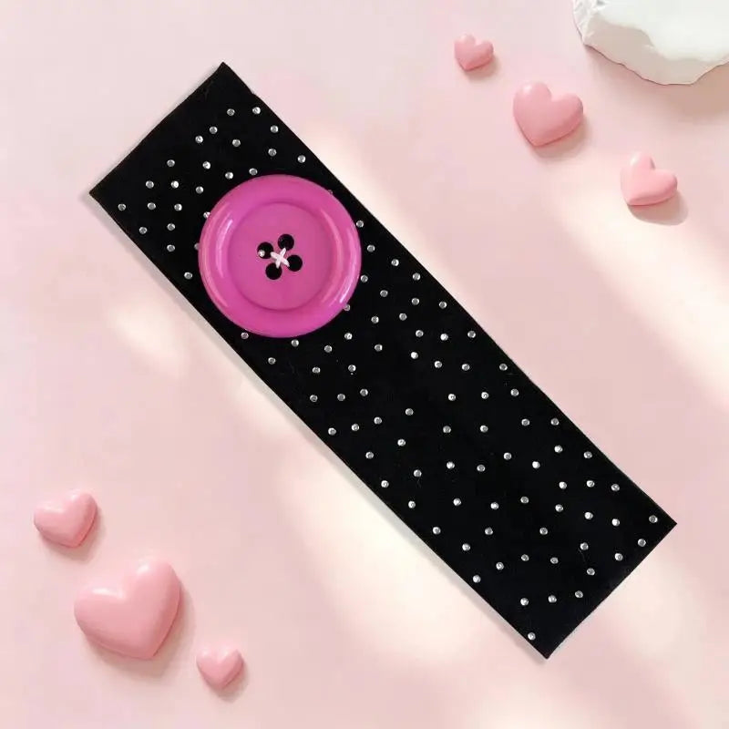 Y2K Rhinestone Button Headband – Polka Dot Sport & Style Fashion Headband Qst A