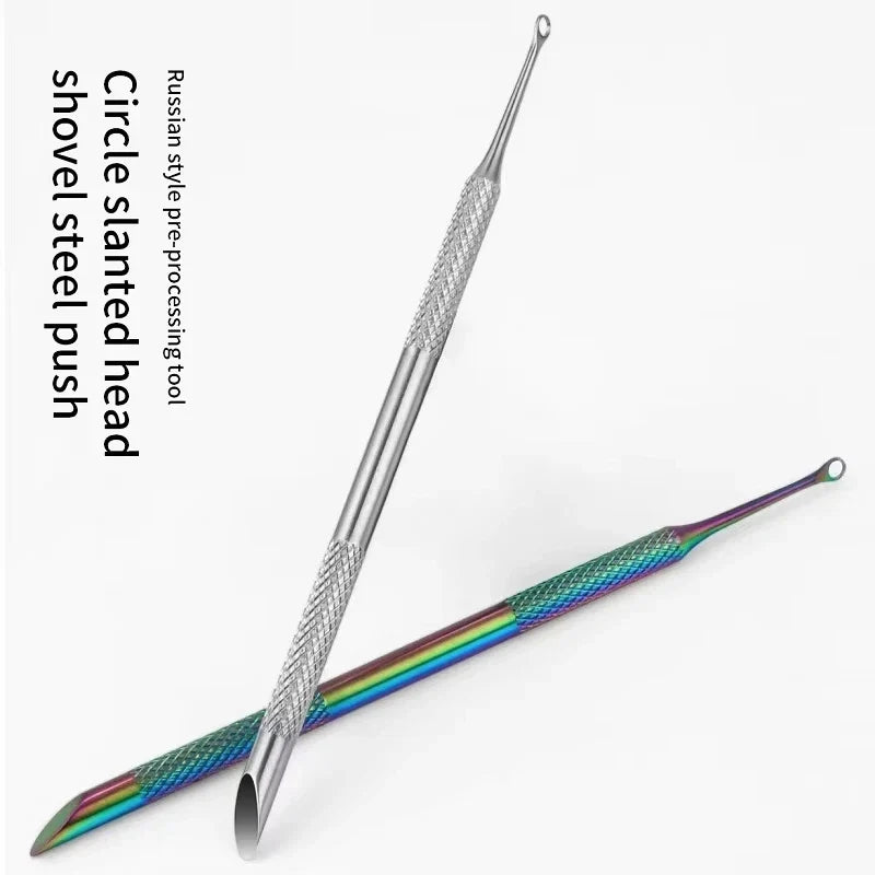 Double-Ended Stainless Steel Cuticle Pusher & Manicure Stick Manicure Tool Qme