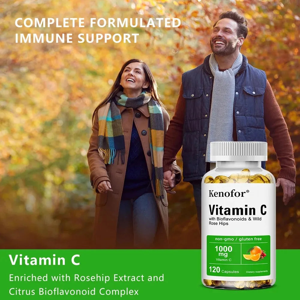 Kenofor Vitamin C 1000mg Capsules – Immune & Skin Support Vitamin C Supplement Qst