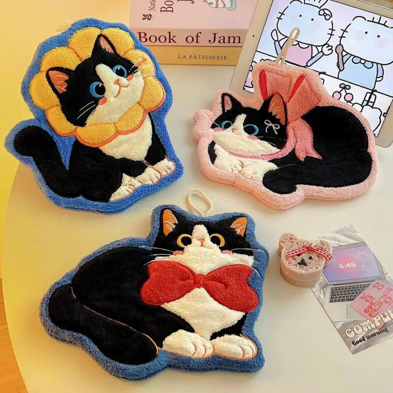 Kawaii Cat Hanging Hand Towel | Absorbent Kitchen & Bath Cloth Hanging Hand Towel Qme