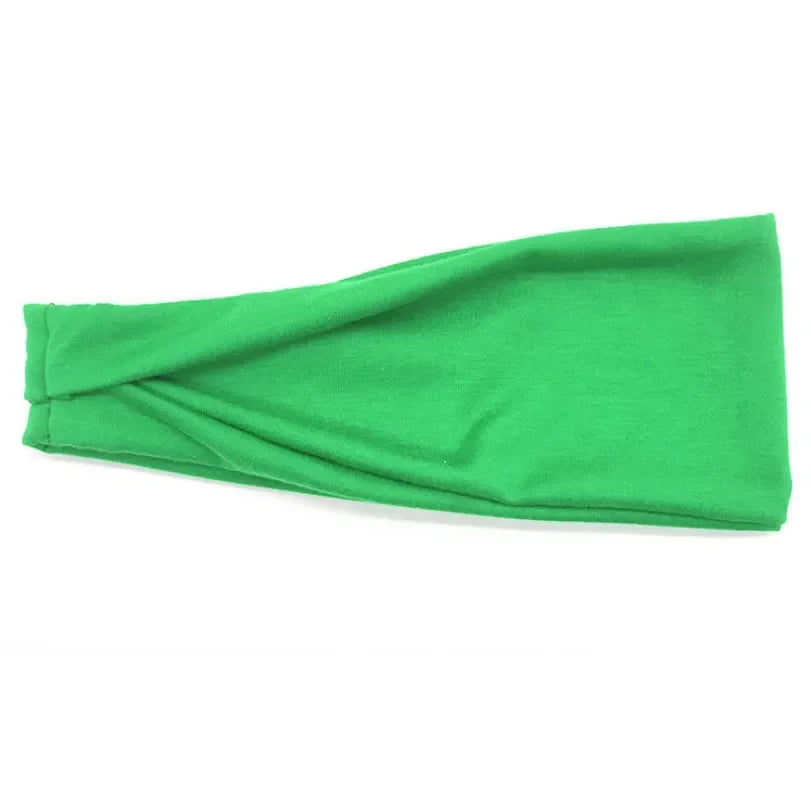 Women's Twisted Knot Cotton Wide Turban Headband – 19 Colors Turban Headband Qme light green 10cm-22cm