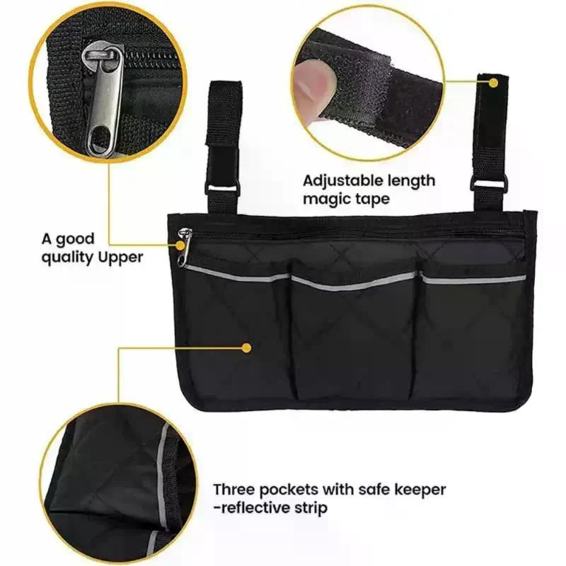 Wheelchair Armrest Organizer Bag | 5 Colors, Multi-Pocket Wheelchair Side Organizer Qme