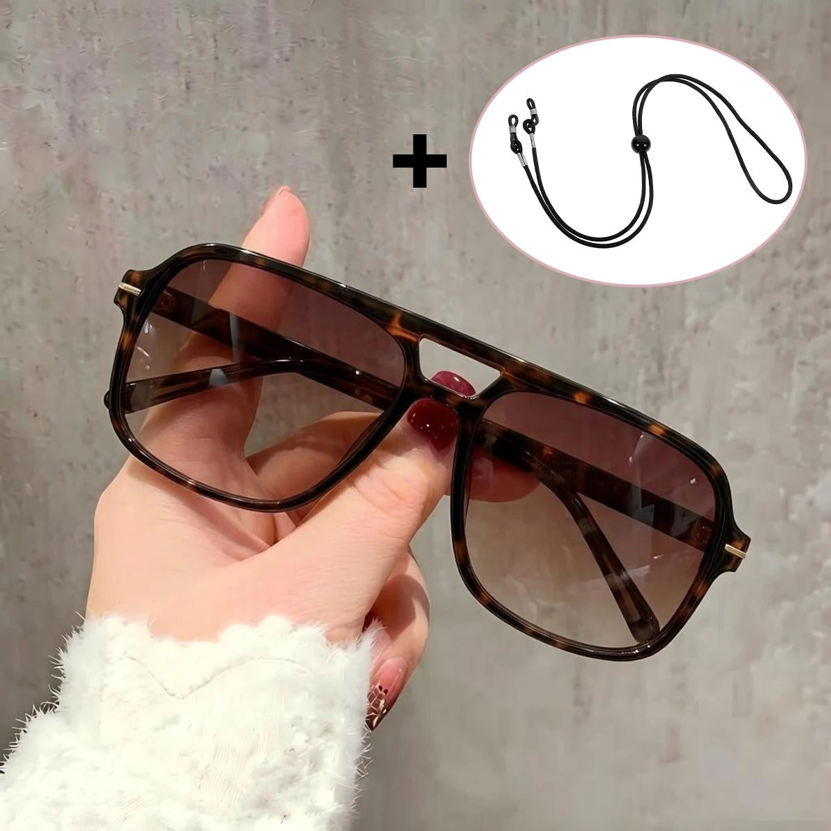 VOPHA Double Bridge Square Sunglasses UV400 Pilot Style Fashion Sunglasses Qst Tortoise tea