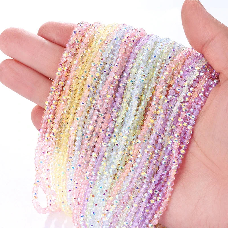 Faceted AB Crystal Glass Rondelle Beads – 110pcs per Strand Jewelry Making Beads Qme
