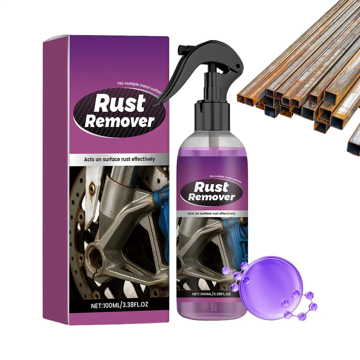 Metal Rust Remover Spray – Iron & Brake Dust Converter 100ml Rust Converter Spray Qme