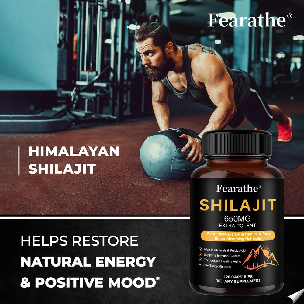 Himalayan Shilajit Capsules with Ginseng & Ashwagandha 60ct Herbal Supplement Qst