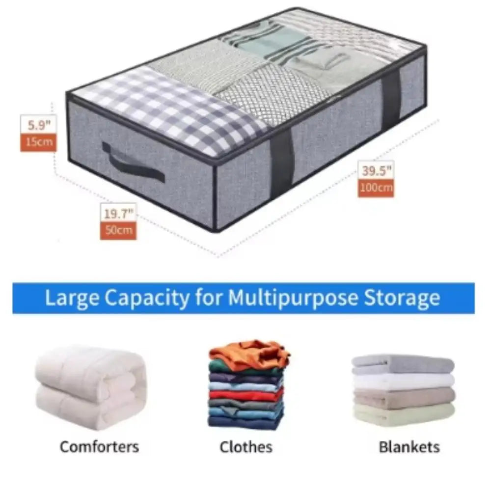 Collapsible Under-Bed Storage Bag | Non-Woven Organizer Box Under-Bed Storage Bag Qme