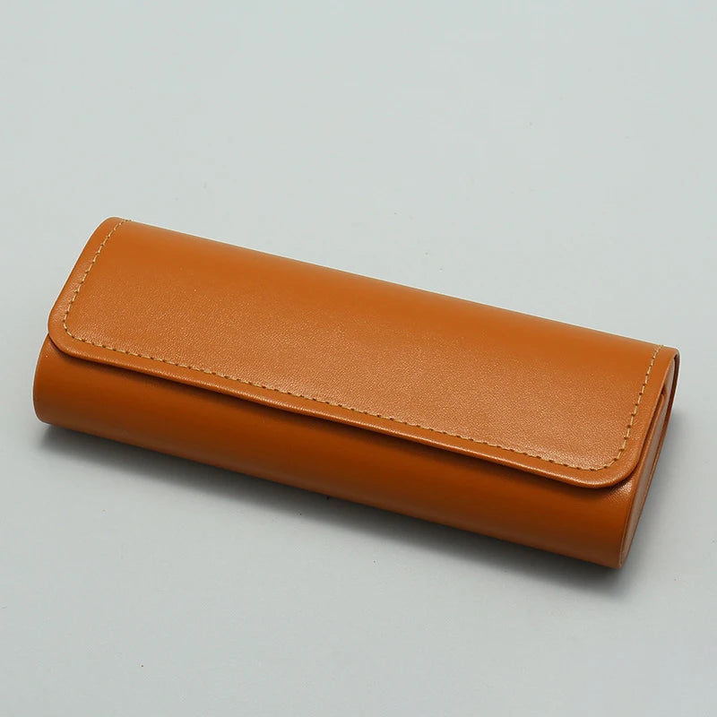 PU Leather Glasses Case – Portable Eyewear Storage Box Glasses Case Qst Dark brown