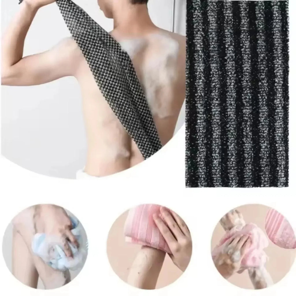 Japanese Exfoliating Bath Towel – Ultra-Long Back Scrubber Exfoliating Bath Scrubber Qme