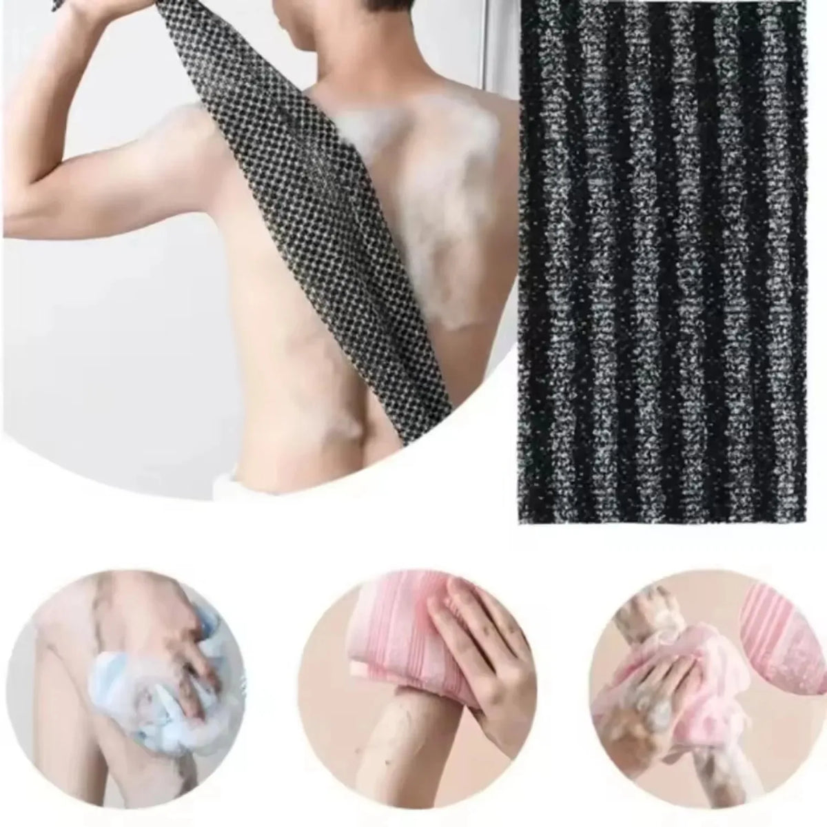 Japanese Exfoliating Bath Towel – Ultra-Long Back Scrubber Exfoliating Bath Scrubber Qme