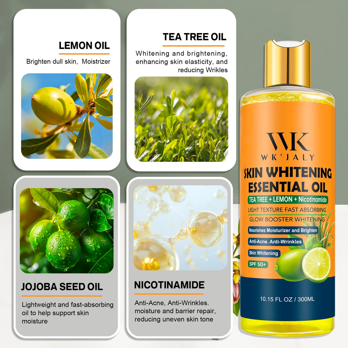 WK'JALY Brightening Body Oil Series – 300ml, All Skin Types Brightening Body Oil Qst Nicotinamide oil
