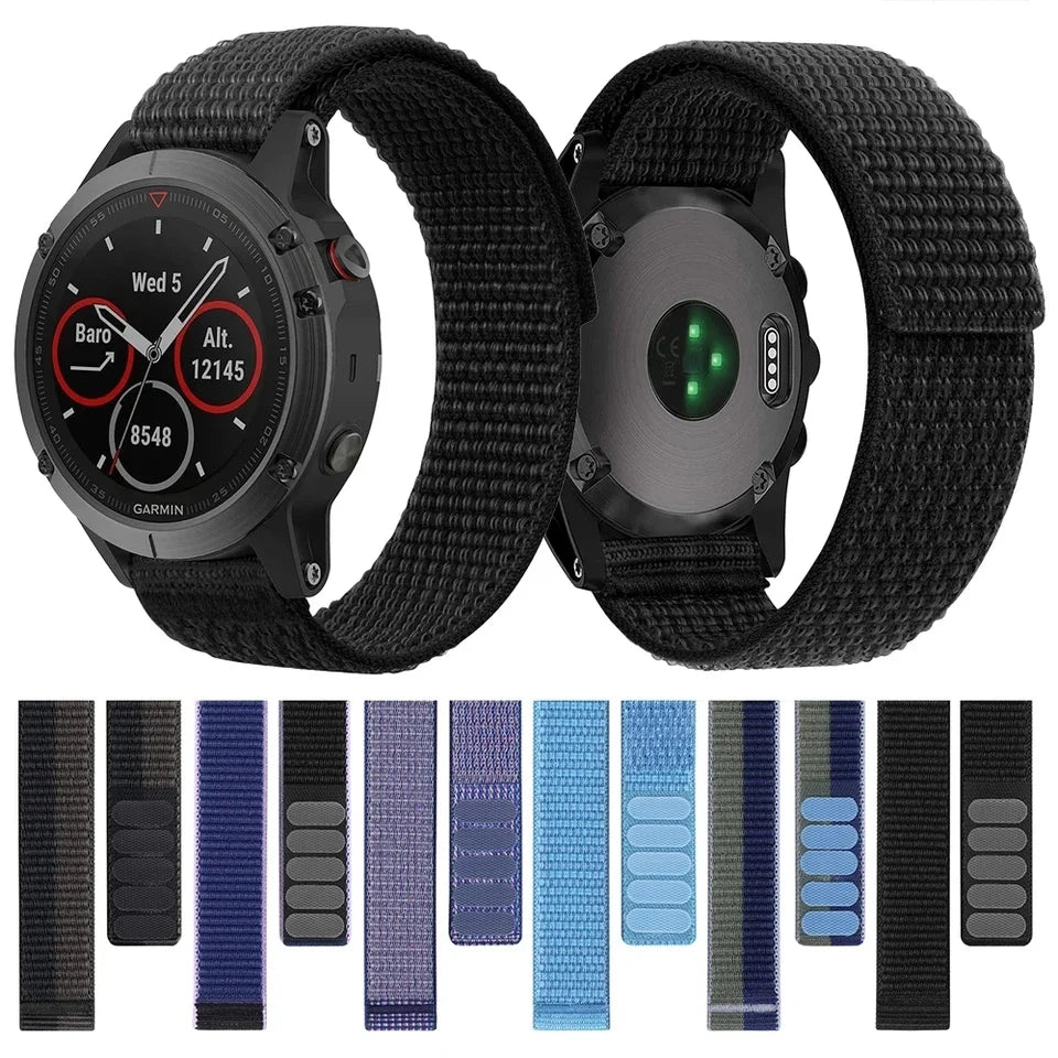 Nylon Hook Loop Watch Strap for Garmin Fenix 6 5 7 Epix 2 Nylon Watch Strap Qme