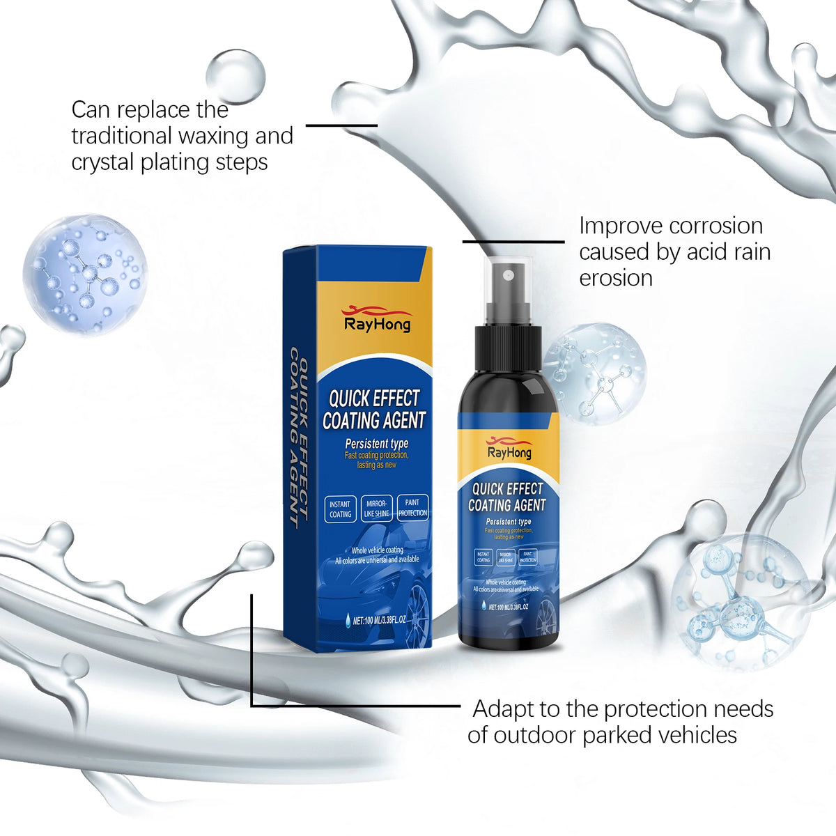 Rayhong Car Coating Spray – Gloss, Antifouling & Paint Care Car Coating Spray Qst