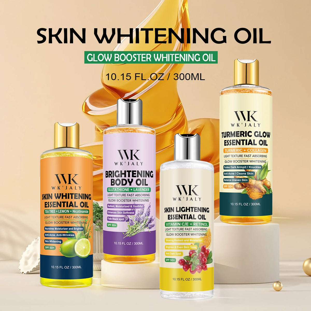WK'JALY Brightening Body Oil Series – 300ml, All Skin Types Brightening Body Oil Qst 4 Bottle oil
