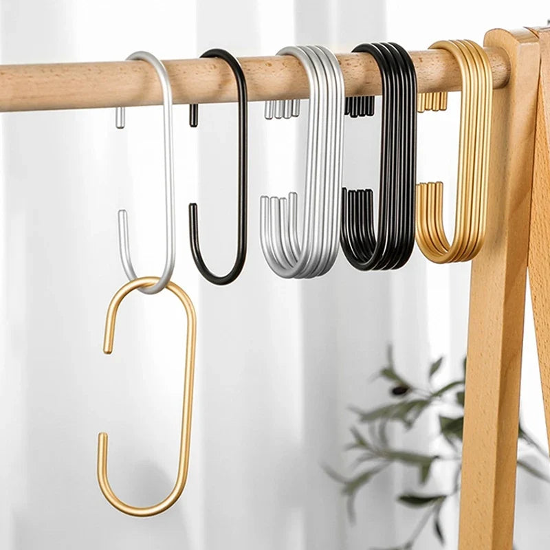 C-Shape Closet Organizer Hooks for Clothes, Bags & Hats | Gold/Silver Closet Organizer Hooks Qme