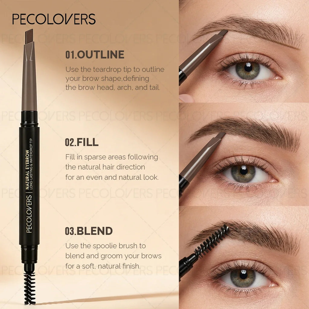 Double-Ended Waterproof Eyebrow Pencil – Fills & Defines Brows Eyebrow Pencil Qme