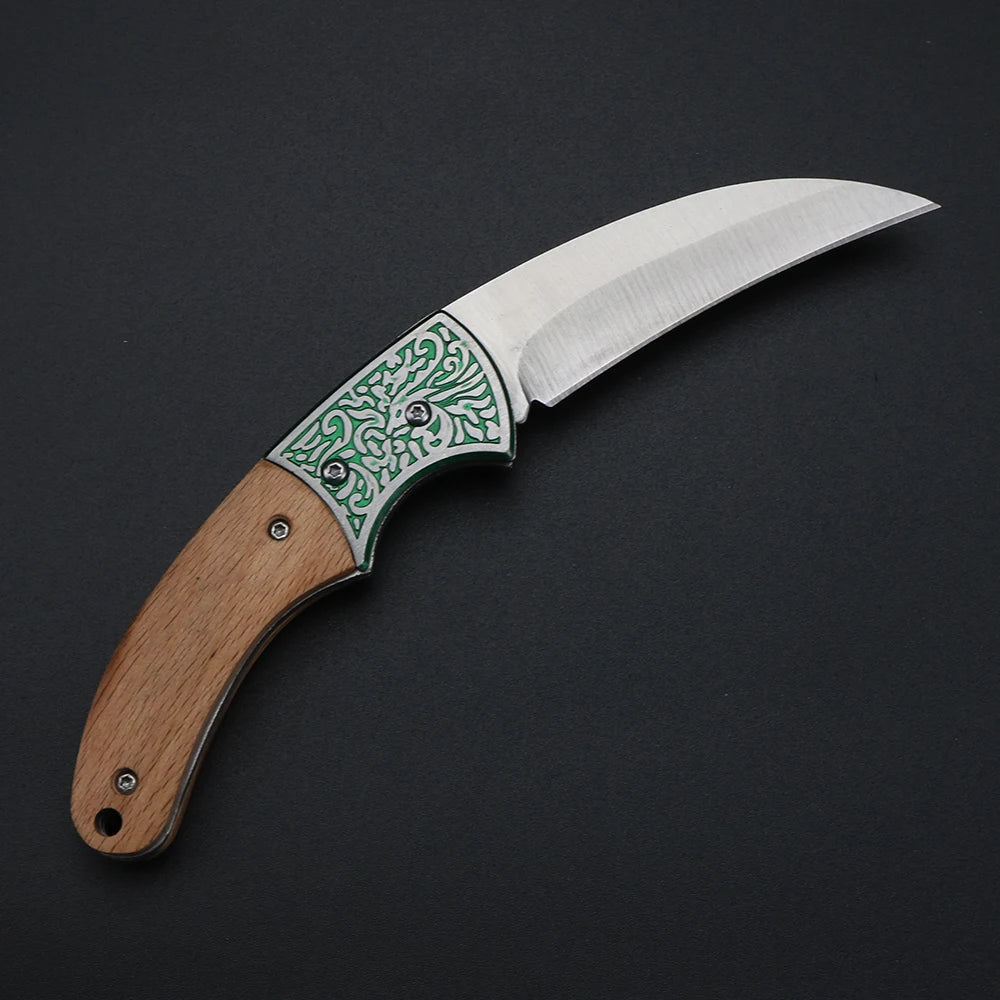XUANFENG Wooden Handle Folding Pocket Knife – Camping EDC Folding Pocket Knife Qst