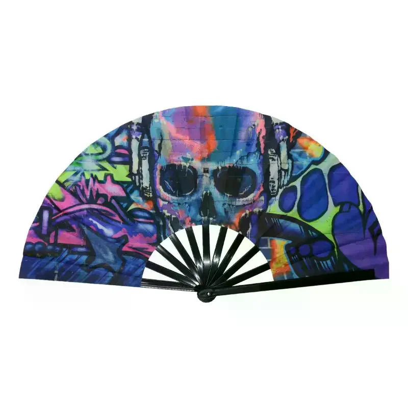 Rainbow Glow in the Dark Folding Fan – Starry Sky Festival Decorative Folding Fan Qst