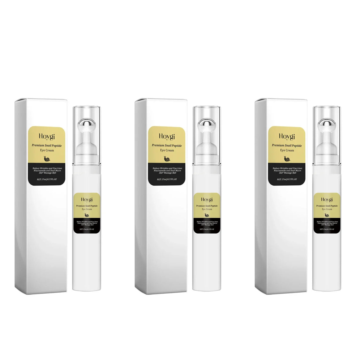 Snail Peptide Eye Cream – Firming, Brightening & De-Puffing Eye Cream Qme 3 x 17ml Boxed