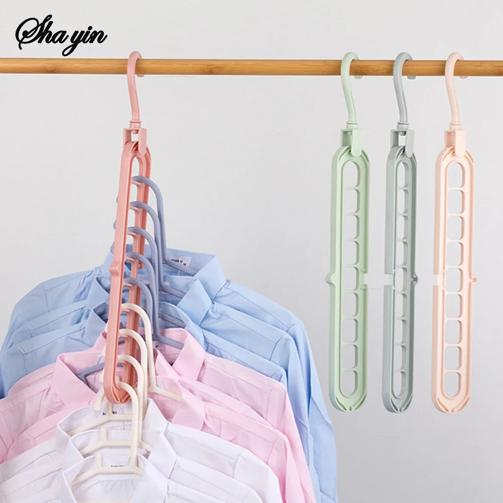 9-Hole Foldable Clothes Hangers – Heavy Duty Space Saver Space Saving Hangers Qme