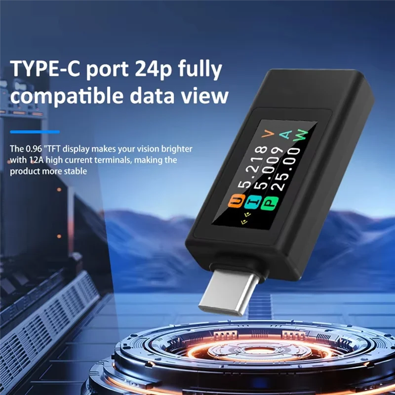 USB Type-C Power Tester 4-30V 12A Voltage & Current Meter USB Power Meter Qme