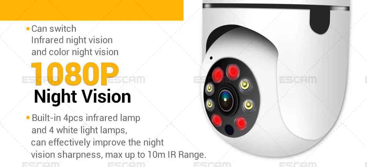 ESCAM PT208 1080P Wireless WiFi Security Camera | Auto Tracking Wireless Security Camera Qme