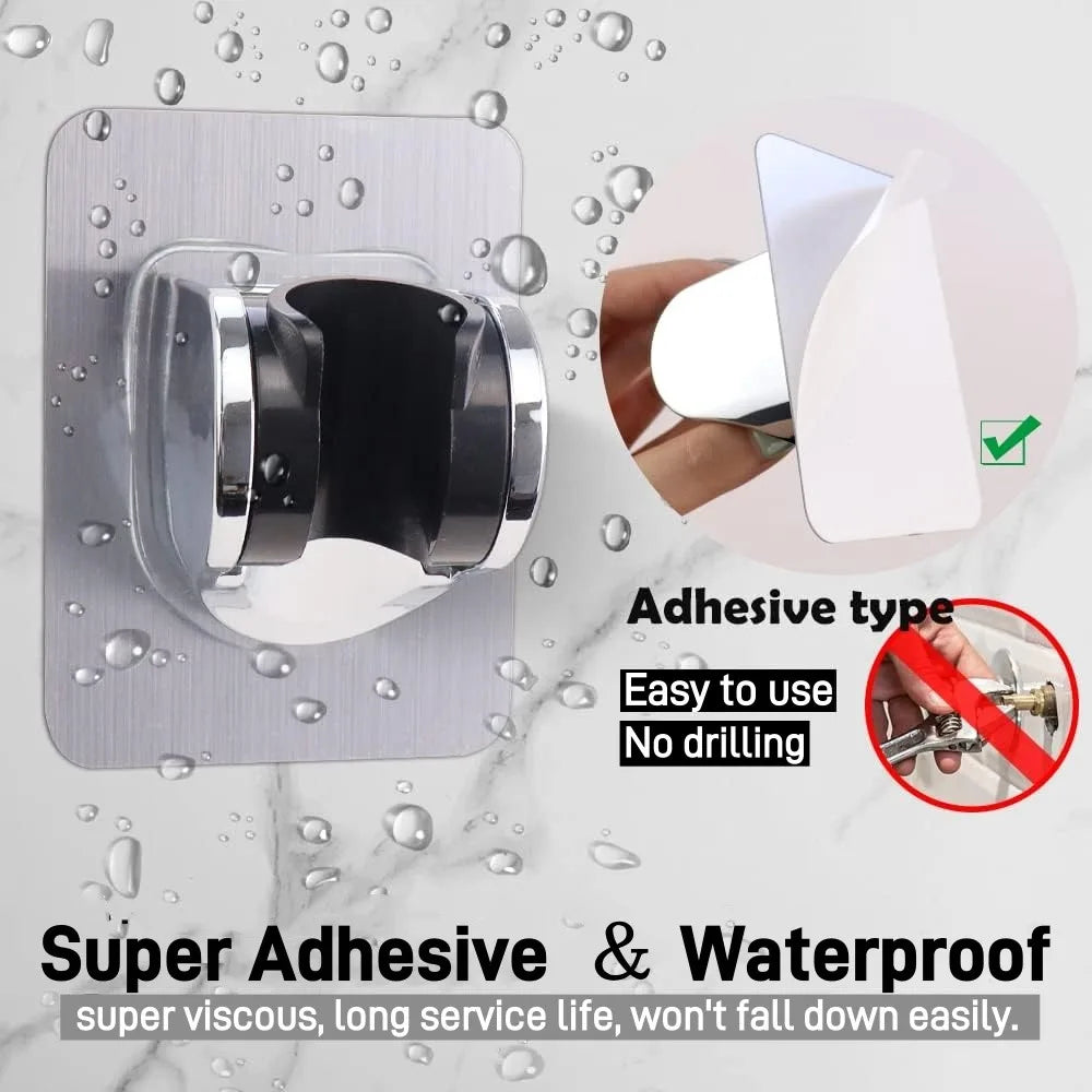 Self-Adhesive Shower Head Bracket | Adjustable Wall Mount Holder Shower Head Bracket Qme