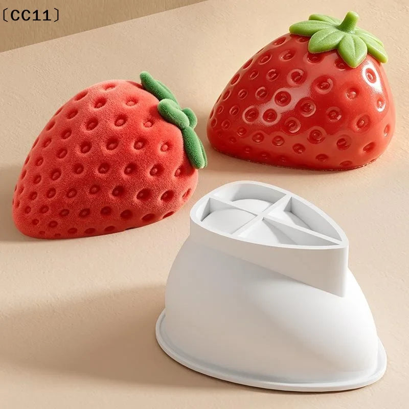 3D Strawberry Silicone Mold – Candy, Ice Cube, Cake & Soap Silicone Baking Mold Qme