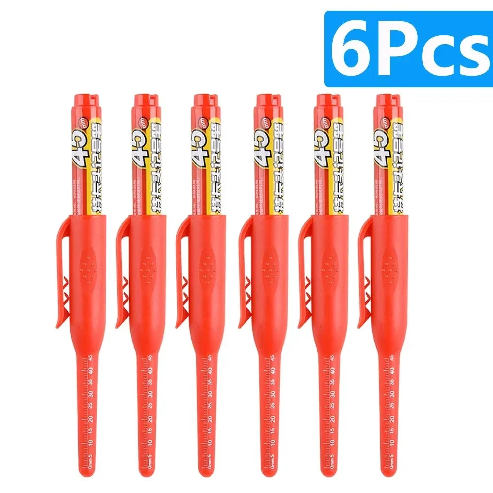 Waterproof Deep Hole Marker Pen – Long Nib, 6-Pack Deep Hole Marker Pen Qme 6pcs Red