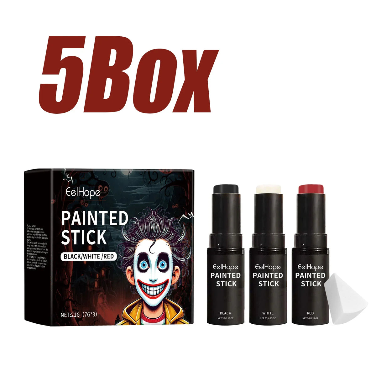 Face & Body Paint Crayons – Cosplay, Clown & Halloween Makeup Face & Body Paint Qme 5 Box
