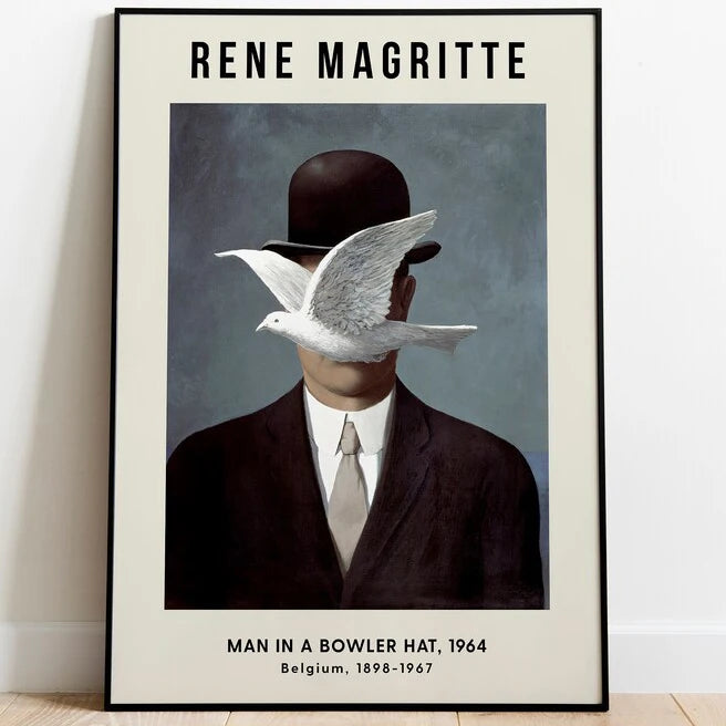 Magritte Surrealism Canvas Wall Art – Modern Nordic Poster Print Canvas Wall Art Qst F 20X25cm No Framed