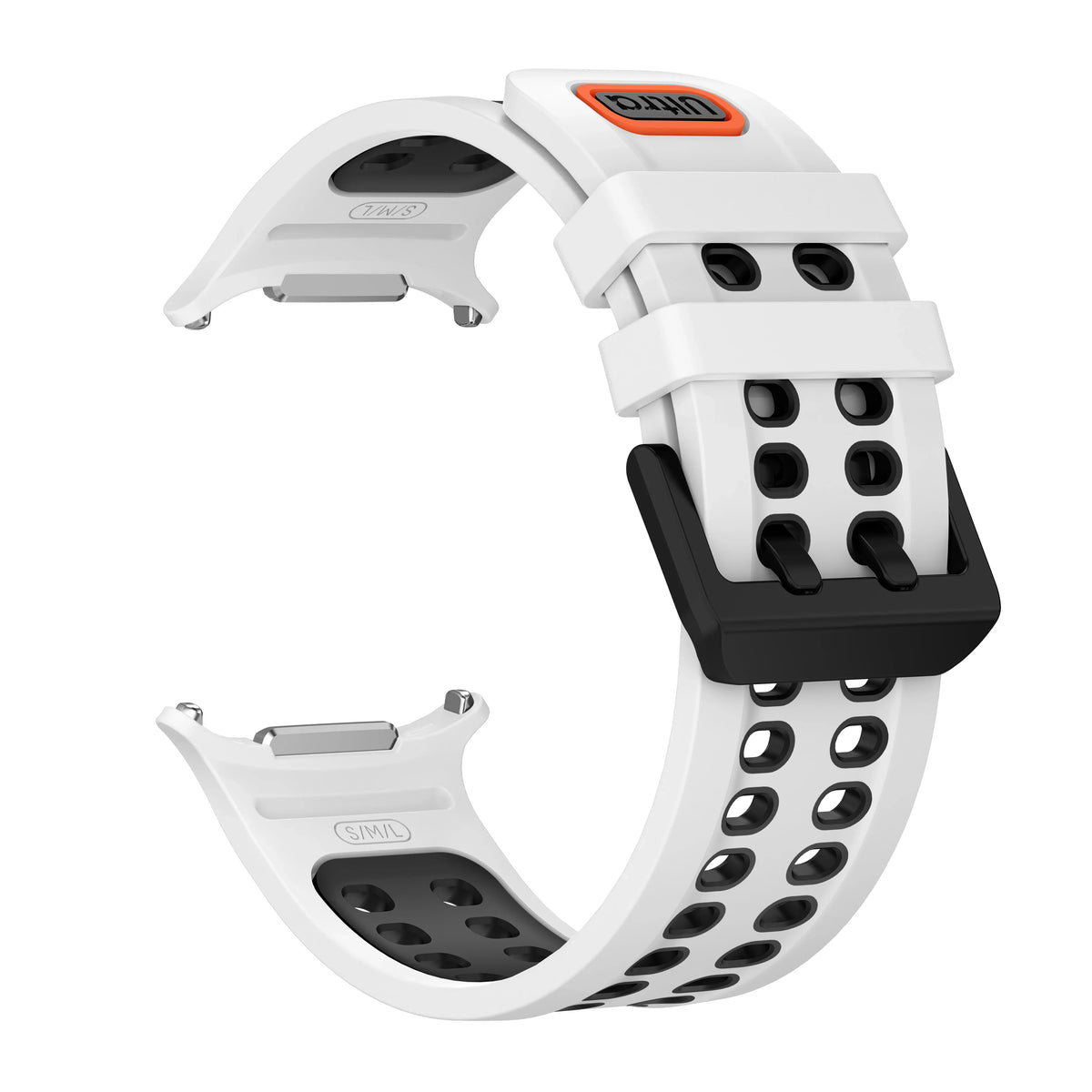 Silicone Sport Band for Samsung Galaxy Watch Ultra 2 – 11 Colors Silicone Watch Band Qme White Black-B Galaxy watch Ultra