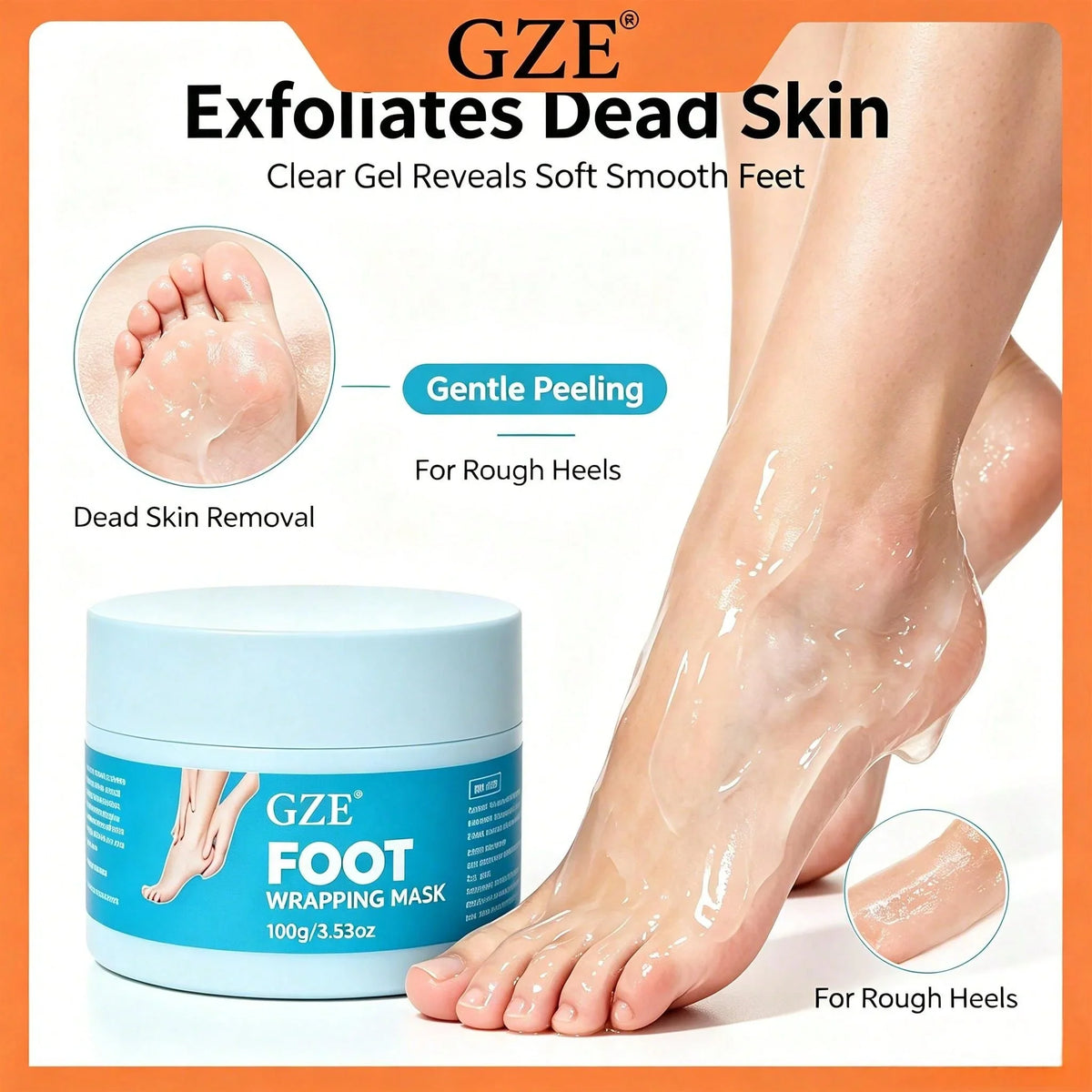 GZE Peel Off Foot Mask – Exfoliating & Hydrating Foot Wrap Foot Peel Mask Qme