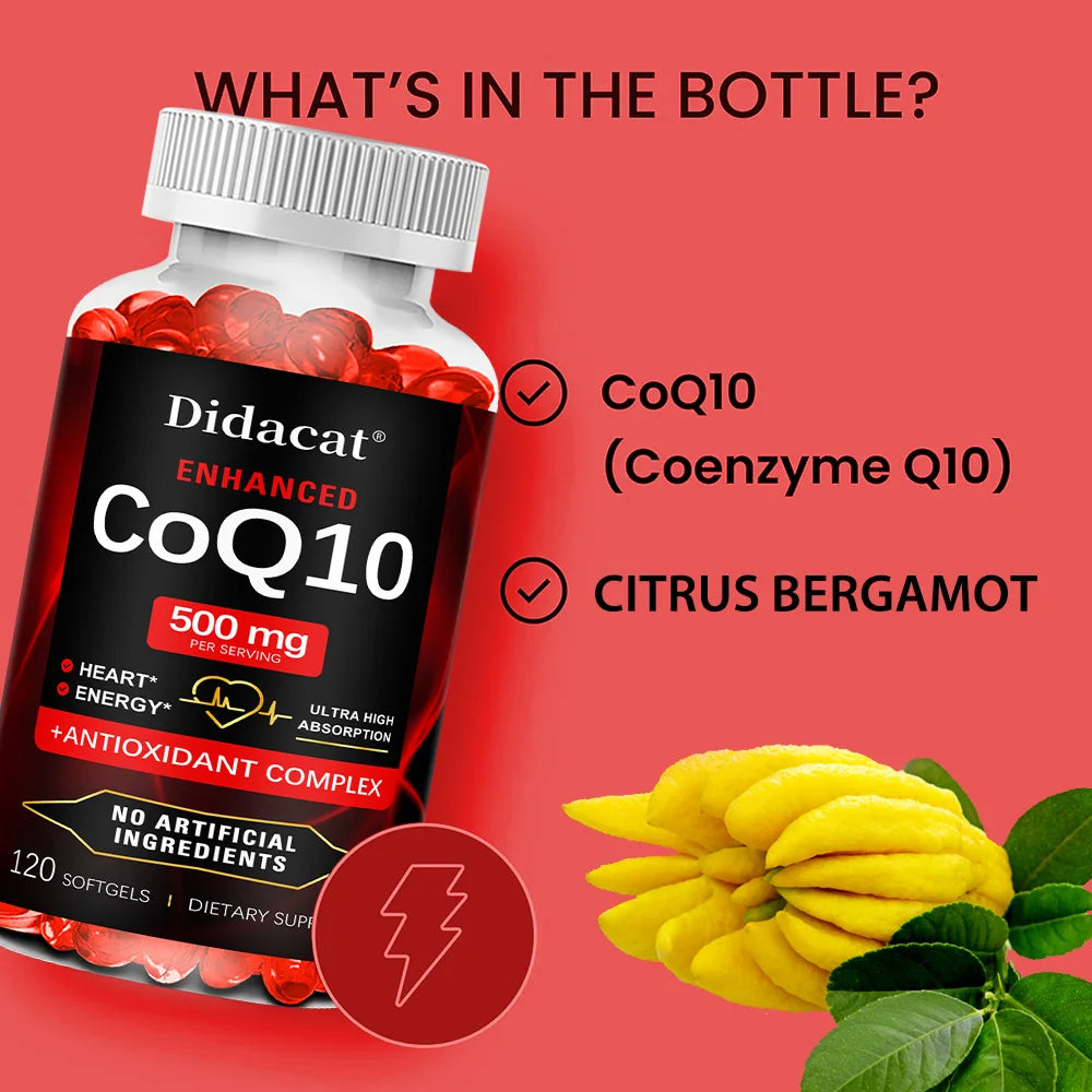 Ubiquinol CoQ10 500mg High Absorption Supplement | Didacat CoQ10 Supplement Qst